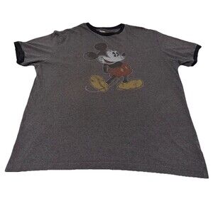 Disney Parks Exclusive Mickey Mouse Ringer Tee Gray XL Disneyland Disney World